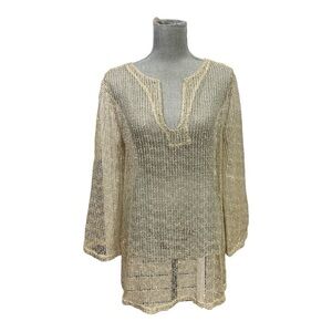 LA BLANCA By Rod Beattie Gold Mesh Net
Swim Cover Up gold color size M